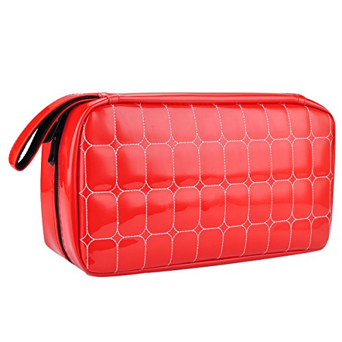 Wismart 80 Capacity Pu Leather Shell CD DVD Blu-ray Media Case Storage Holder Organizer Wallet for Car, Home, Office and Travel Carrying Protector Organizer (80-Capacity, Red)