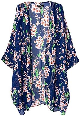 Summer Women's Swimwear Beach Cover up - Sexy Floral Chiffon Swimsuits Bikini Cover ups Beachwear Bikinis Swim Coverups (Medium, Blue)