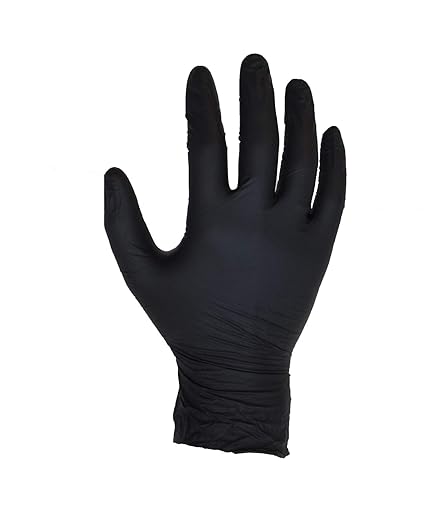 100 Stück (1 Box) Schwarz Nitril-Handschuhe - Größe M - puderfrei - Einweg - Latex frei - AQL 1,5 - von ASPRO