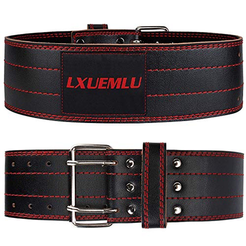 【2020 Upgraded】 Genuine Leather Pro Weight Lifting Belt for Men and Women - Durable Comfortable and Adjustable with Buckle - Great for Weightlifting on Squats, Deadlift, Cross Training