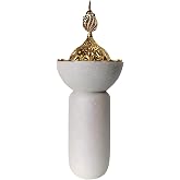 Wsmart Bakhoor Burner, Incense Burner with Gold Metal Top, Resin Incense Cone Holder for Home Living Room Office Décor (White & Gold)