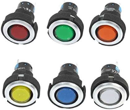 uxcell 24V Thread Panel Mounting 2-Terminals Soldering Signal Indicator Lamp 6 Pcs Assorted Color