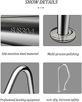 YERT 304 Stainless Steel Pool Hand Rail, Non-Slip 3-Bend Stair Rail view 4