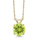 Gem Stone King 14K Yellow Gold Yellow Lemon Quartz Pendant Necklace for Women | 1.20 Cttw | Gemstone Birthstone | Round 7MM | With 18 Inch Chain