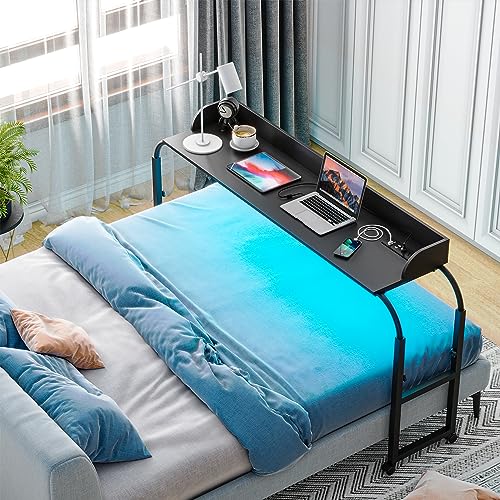 Gurexl LED Overbed Table up to 83'' with Charging Station,3 Color