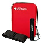 First Aid Kit and Bonus CREE Flashlight with Case for Emergency and Medical Survival Essentials - 95 Piece Kit in Lightweight, Water Resistant and Durable Case - Ideal for Car, Home, School, Office, Hiking, Travel and Sports - 30 Day Money Back Guarantee by Vertex Essentials