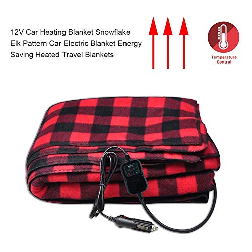 SeaHome Electric Car Blanket, 12V Heated Fleece Travel Throw Heating Blanket with AC Adapter for Car Auto Supplies RV - Great Cold Weather Supplies