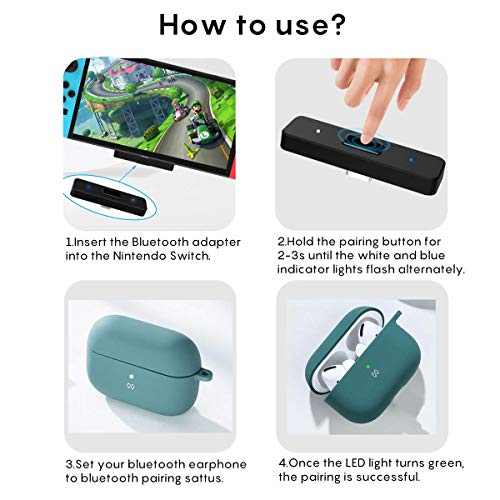 Ldex Nintendo Switch Bluetooth Adapter Audio Transmitter, Ultra thin Mini Size, USB Type C Connector with aptX Low Latency Technology, Supports Dual Paring, Compatible with Switch, PS4, PC and TV