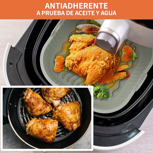 GALASALA Silicona para Freidora de Aire 6 Pcs, Moldes para Freidora Aire | Accesorios para Freidora de Aire Set Completo con Silicon, Brocha, Guantes y Pinzas para Cocina con Freidora Eléctrica