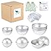 Duzcli 12 Sets DIY Metal Bath Bomb Mold with 24 Pieces 3 Sizes,100 Packs 6 X 6 inch Shrink Wrap Bags,2 Pieces Gift Bags for Crafting your Own Fizzles(Instructions Included)