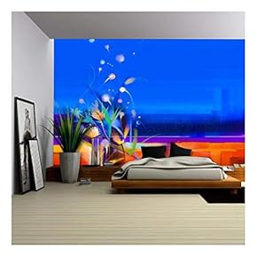Abstract Colorful Oil Painting Landscape on Canvas - Removable Wall Mural | Self-Adhesive Large Wallpaper - 66x96 inches
