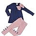 Asherangel 2pcs Baby Girls Bowknot T-shirt Top+pants Leggings Trousers Outfit Navy 6T