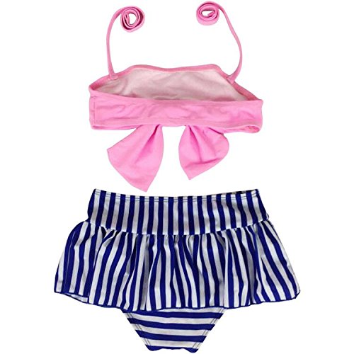 Jastore Baby Girls Big Bowknot Stripe 2 Pieces Swimwear Swimsuits Beach Wear (2T, Pink)
