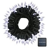 VMANOO Solar String Lights 100 LED M5 Clear Mini Fairy Christmas Lighting Decor For Outdoor Indoor Garden Patio Lawn Wedding Holiday Party Xmas Tree Wreath Decorations, Waterproof (White)