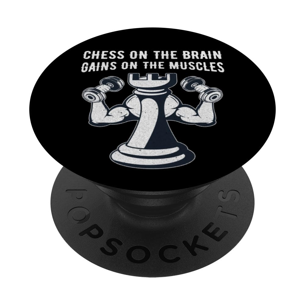 Funny Chess Gym, Chess On Brain, Gains On The Muscles PopSockets Swappable PopGrip
