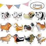 Little Dove 12 Pcs Walking Animal Balloons Pet Dog Balloons Dog Balloon Toys Air Walkers 12 Different kinds of Animals For Kids Gift Birthday Party Decor
