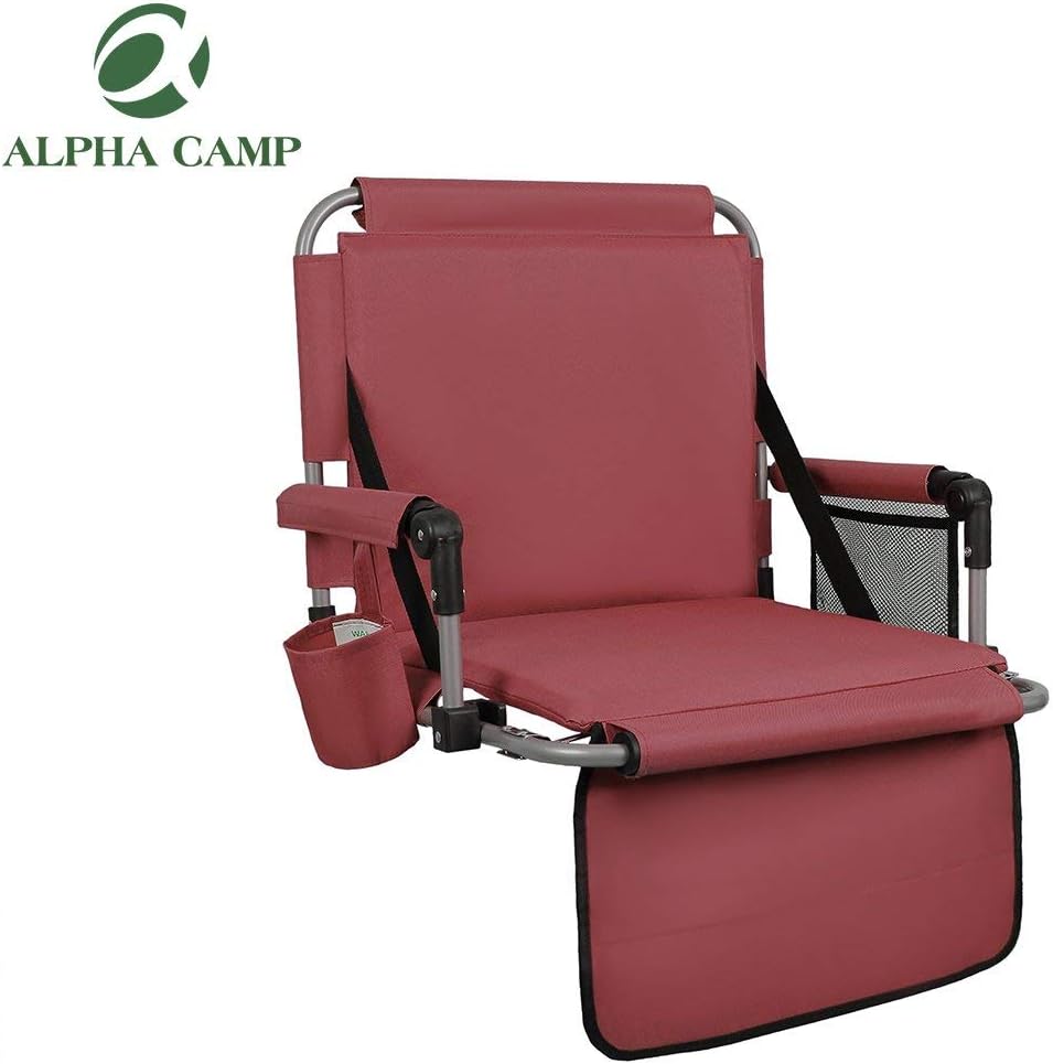ALPHA CAMP Stadium Seat Padded Chair for Bleachers with Back& Arm Rest, Red : Sports & Outdoors