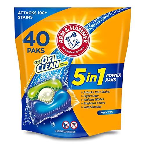 ARM & HAMMER plus OxiClean 5-in-1 Power Paks, 40 Count (Packaging may vary)