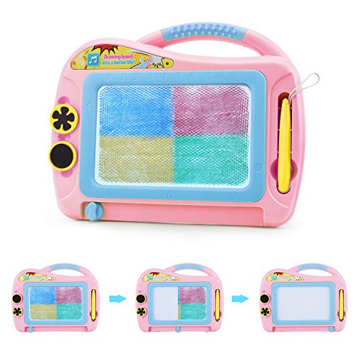 Magnetic Doodle Board with Enclosed Back Panel for Toddlers, Travel Size Magnetic Thicken Drawing Writing Tablet-Erasable Mini Sketching Pad Creative Toys with 2 Stamps for Kids Birthday Gifts - Thumbnail 5