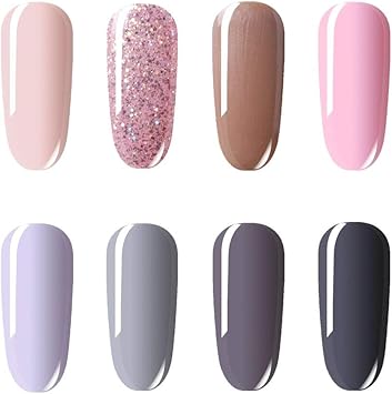 Vishine Lot De 8 Couleur Différentes Vernis Semi Permanent Vernis Ongles Gel Uv Led Soakoff Nail Art Manucure Kit 002