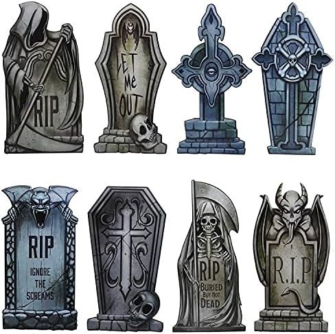 Yard Signs - JOYIN 8 Pack Halloween Tombstone Yard Decorations, 16.5