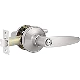 Probrico Satin Nickel Privacy Door Lever Keyless Interior Bed/Bath Door Handle, Reversible for Right & Left for Bathroom or B