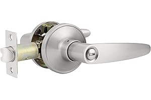 Probrico Satin Nickel Privacy Door Lever Keyless Interior Bed/Bath Door Handle, Reversible for Right & Left for Bathroom or B