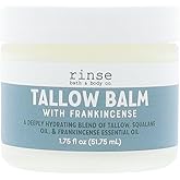 Rinse Bath & Body Tallow Balm with Frankincense - Handmade Deeply Moisturizing Balm | 100% Grass-Fed Tallow | Hydrating for All Skin Types | Supports Healthy Skin Tone | Locks in Moisture | 2 oz
