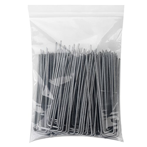 DICASAL 100 Pack Heavy Duty Garden Landscape Fabric Anchor Staples, 6 inch 11 Gauge Thick Professional Grade Anti-Rust Steel Sod Securing Pegs for Weed Barrier Fabric, Plant Cages, Mulch, Irrigation
