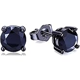 AGRULE Birthstone Earrings 925 Sterling Silver Hypoallergenic Dainty Small 5mm 6.5mm Round Cut Cubic Zirconia Moissanite Gemstone Fine Earrings. 1 Pair, Send Gift Box