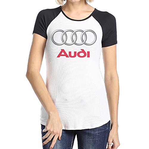 Women's Audi Logo Short Sleeve Raglan Baseball T-shirt Black