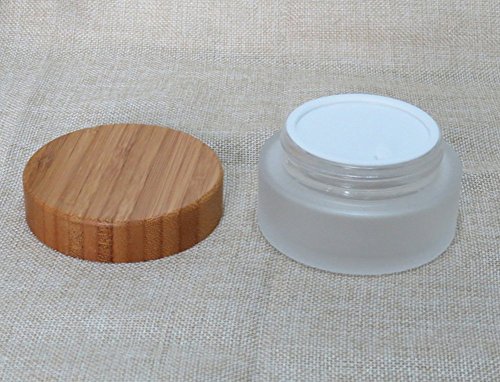 50g 50ml Environmental Bamboo Lid Frosted Glass Bottle Cream Jars Empty Cosmetic Comtainer 1pcs