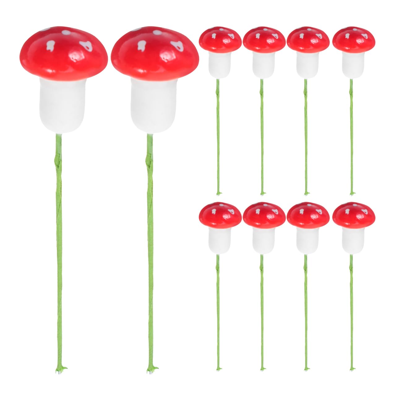 Yardwe 10Pcs Mini Mushroom Ornaments with Bendable Wire for Flower Pot Decorations Bonsai and Micro Landscape Garden Decor