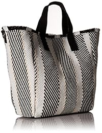 steve madden Rumi, tejida multicolor patrón geométrico bolsa de playa con bolsa de cierre