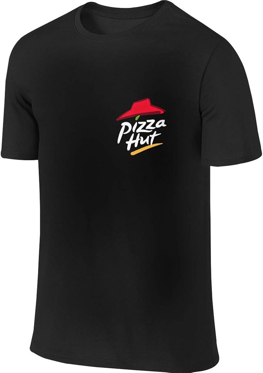 Amazon Com Mens Classic Pizza Hut Logo Tee T Shirt Short Sleeve Uniform T Shirt Sport Tshirt For Men Clothes Black Clothing