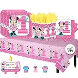 Another Dream Disney Minnie Mouse Fun to Be One Birthday Party Pack for 16 with Plates, Napkins, Cups, Tablecover, and Candles