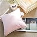 Light Pink Pillow Cover with Pom Balls Cotton Throw Pillow Case 45x45CM(18x18inches)