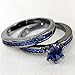 LOVERSRING Couple Ring Bridal Set His Hers Women Black Gold Filled Blue Agate Men Stainless Steel Wedding Ring Band