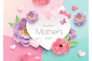 DUDAACVT 7x5ft Happy Mother's Day Backdrops Love Mothers Day Heart Photography Background Thanks Mom Banner Backdrop Best Mom Party Photo Decorations Backdrop