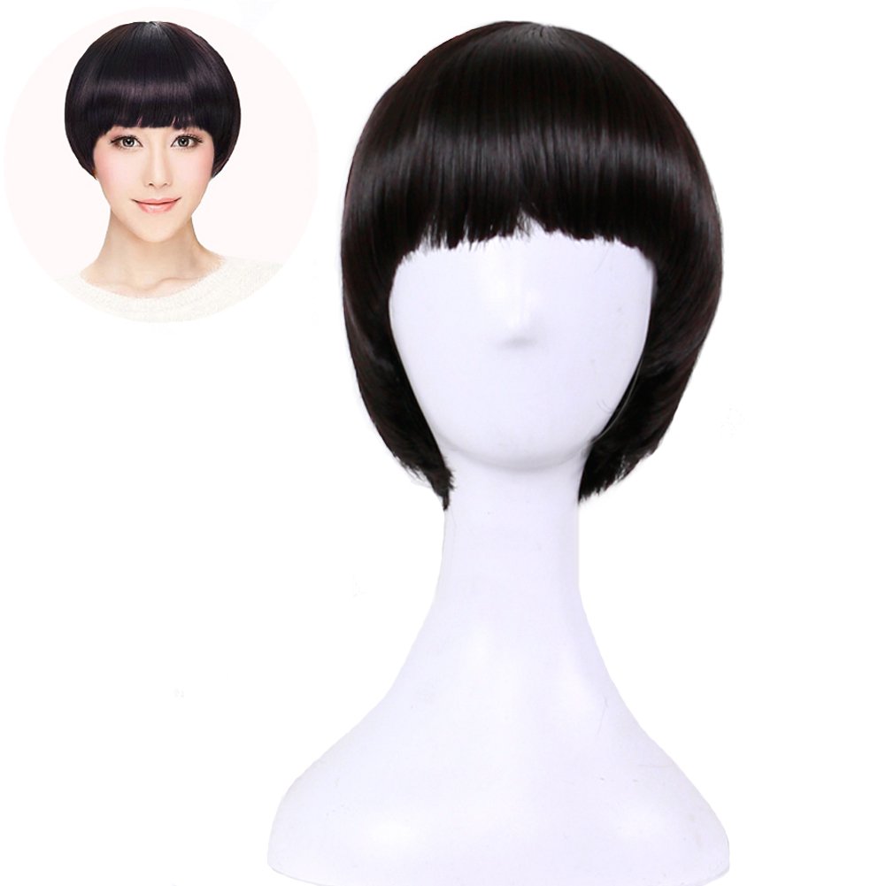 Black Righton 10 Sweety Short Straight Mushroom Haircut Wig