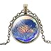 Buytra Vintage Life Tree Pendant Necklace Art Tree Glass Cabochon Necklace