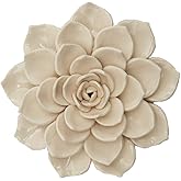 SEINHIJO Ceramic Flower Wall Decor 3D Wall Art Sculpture Modern Arts Gifts White 6.7inch