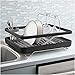 KOHLER Large Collapsible & Storable Dish Drying Rack with Wine Glass Holder and Collapsible Utensil Band. Even Made to Hold Pots and Pans, Charcoal