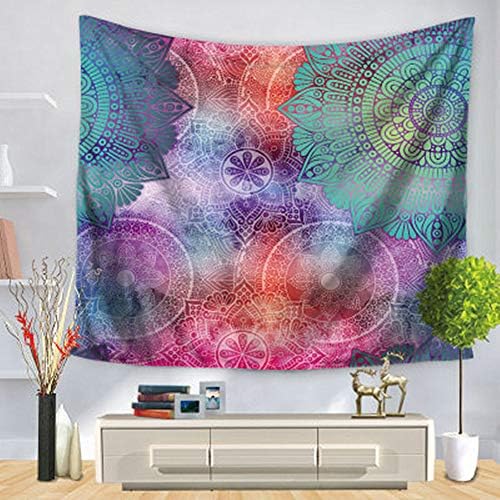 DOTBUY Mandala Flower Tapestry Wall Hangings, Indian Hippie Mandala Flower Printed Tapestry Wall Hanging Boho Bedspread Beach Towel Dorm Decor (Small (130 x 150cm), Colored dream)
