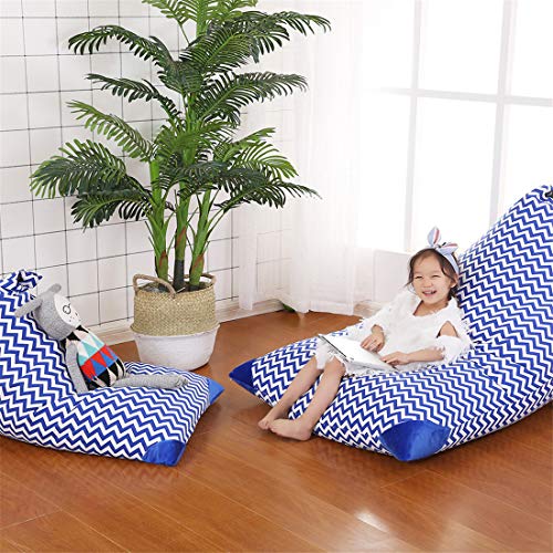 Stuffed Animal Bean Bag Storage for Kids and Adults. Premium Canvas Bean Bag Chair Cover - Cover ONLY(Chevron Print Blue 200L/52 Gal) - Thumbnail 3