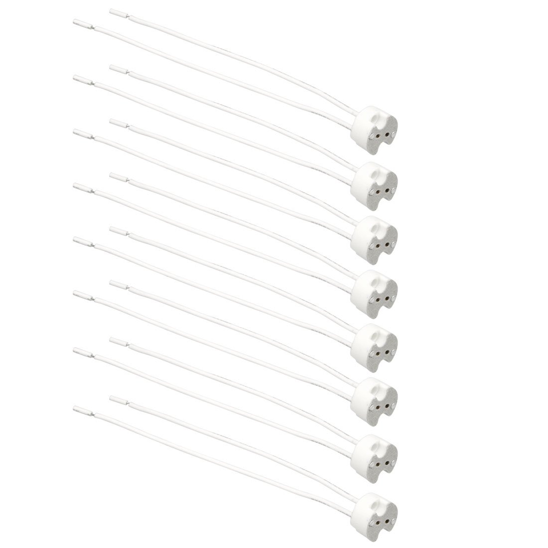 Sourcingmap 8Pcs Wire Connector Ceramic MR16 Lamp Holder LED Light Socket Base Converter 15cm Long