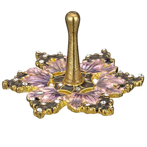 Matashi Hand-Painted Purple Grape Spinning Dreidel Holiday Ornaments (Pewter) Jewish Decor for Home Hanging Decoration Gold-Plated Vintage Design with Crystals Judaica Gifts for Home House Blessing