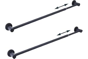 JAZBREY 18-31.5 inches Adjustable Magnetic Curtain Rod for Metal Door, Magnetic Towel Bar Holder for Kitchen Refrigerator, Magnet Flip Calendar Chart Rod for Classroom Whiteboard, Black, 2 Pack