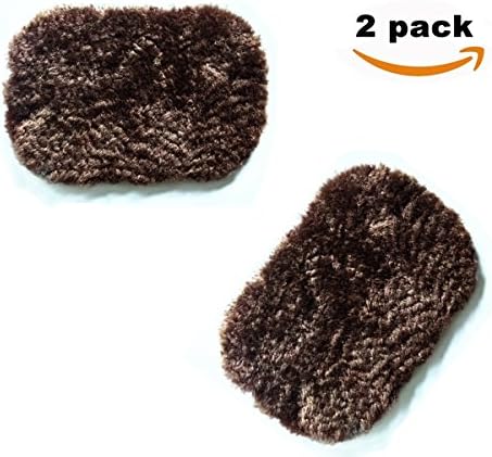 Okayda Wool Cleaning Wash Mitt for Leather Shoes/Bags/Belt/ hat 2 Pack Sheepskin Polishing shining Cleaner pads Brown