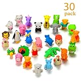 Sakiyr 30PCS Japanese Erasers for Kids, Mini Puzzle Animal Pencil Erasers set for Kids Games Prizes Party Favors and School Supplies by